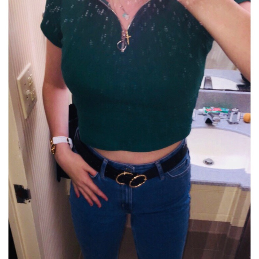 Top shop green cropped top